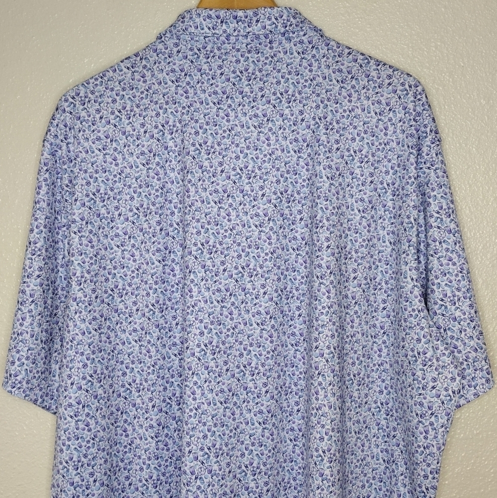 Peter Millar Summer Comfort Wine Cup Print Golf Short Sleeve Polo Shirt Sz XL - Picture 5 of 15